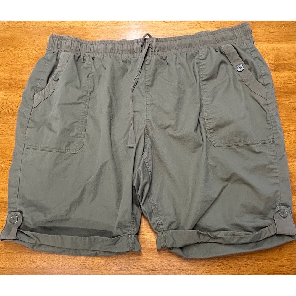 Lane Bryant Olive Green Plus Size 22/24 Pull On Cargo Shorts Cotton Stretch
